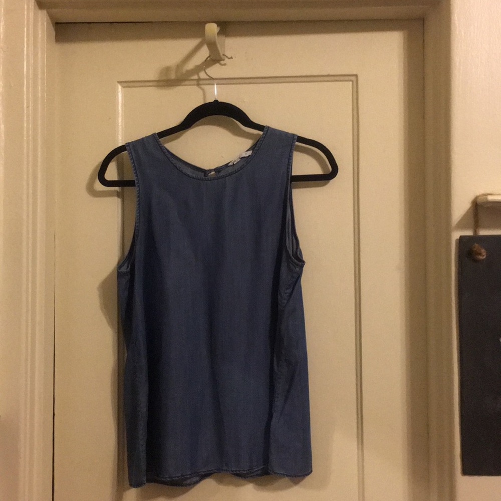 Chambray / Denim Crew Neck Tank